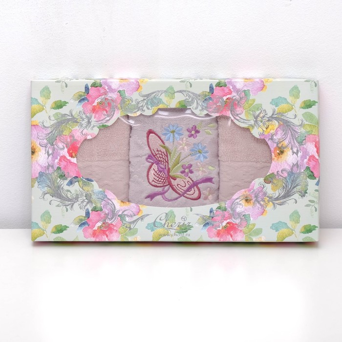 Комплект махровых полотенец "Шляпка" , 30х50смх3шт, цвета МИКС, 400г/м2, хлопок 100%