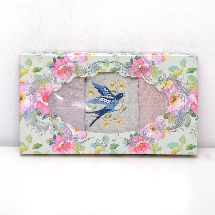 Комплект махровых полотенец "Ласточка" , 30х50смх3шт, цвета МИКС, 400г/м2, хлопок 100%