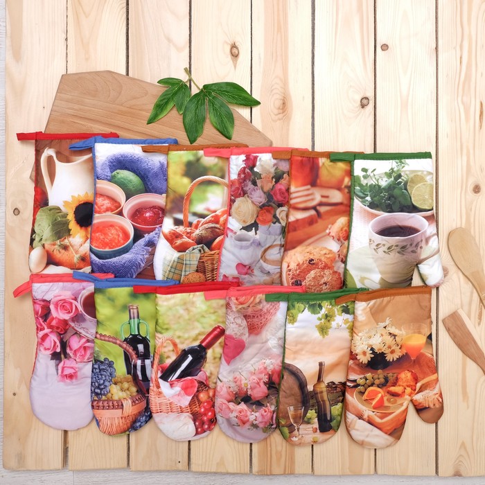 Набор для кухни: рукавичка 17х27см, прихватка 17х17см, цвета МИКС, 100 г/м2, п/э 100%