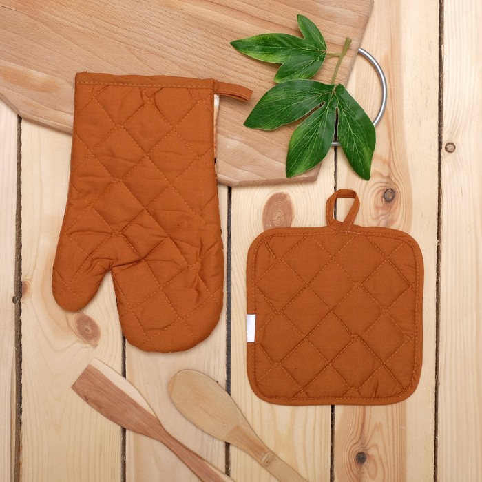 Набор для кухни: рукавичка 17х27см, прихватка 17х17см, цвета МИКС, 100 г/м2, п/э 100%