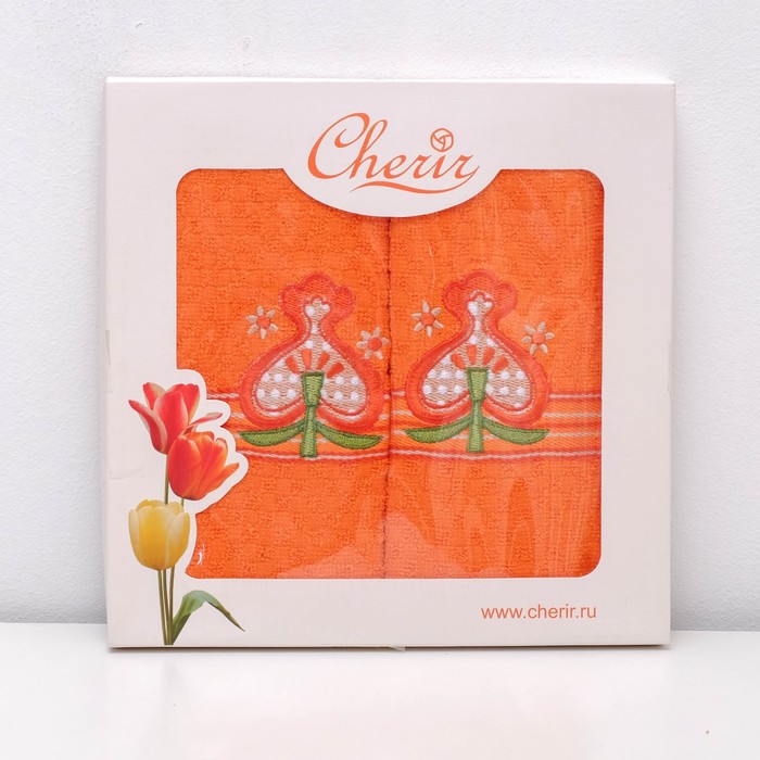 Набор полотенец, 38х64см х2шт, цвет оранжевый