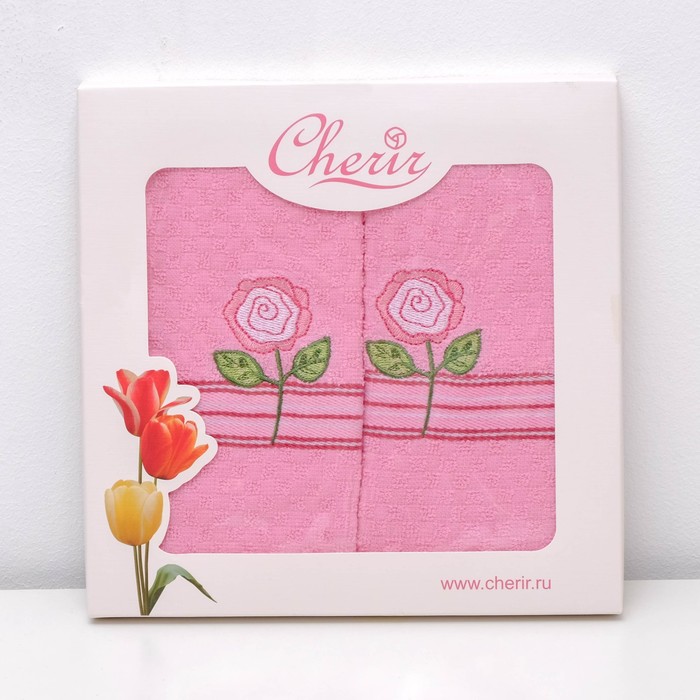 Набор полотенец, 38х64см х2шт, цвет розовый