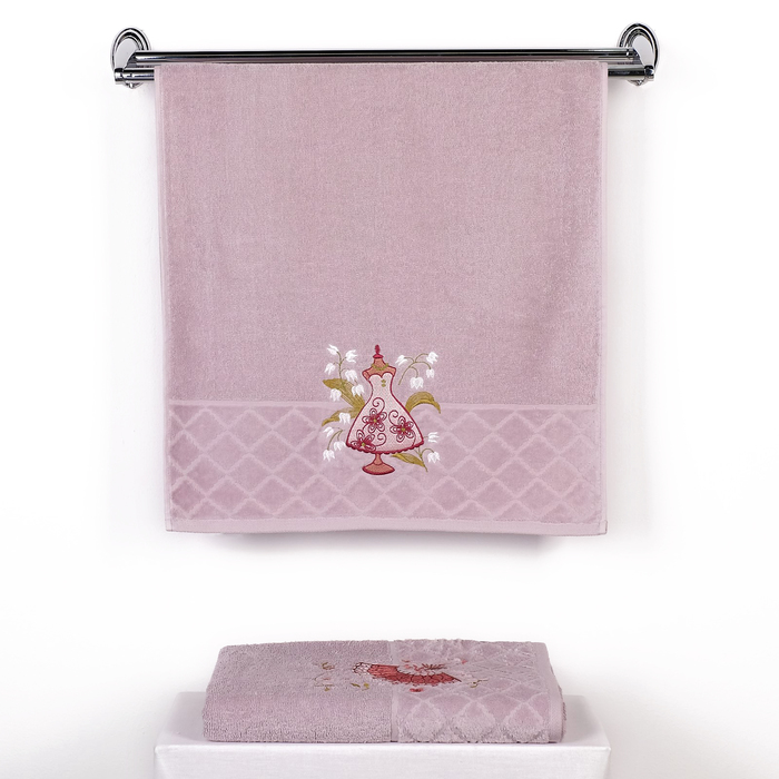 Комплект махровых полотенец "Модница" 70х130см, 45х90см, пыльная роза, 400г/м2, хл.100%