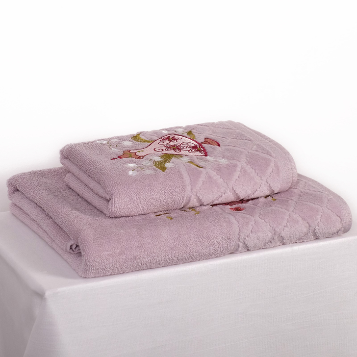Комплект махровых полотенец "Модница" 70х130см, 45х90см, пыльная роза, 400г/м2, хл.100%