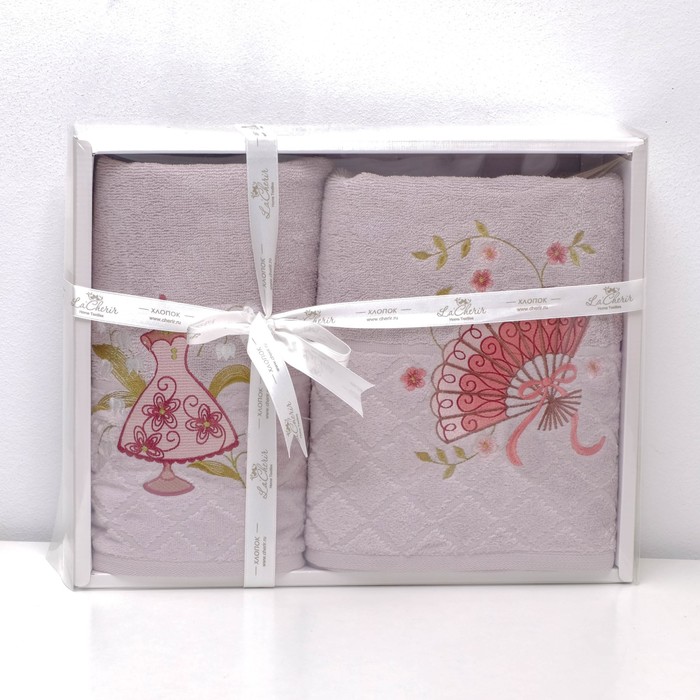 Комплект махровых полотенец "Модница" 70х130см, 45х90см, пыльная роза, 400г/м2, хл.100%