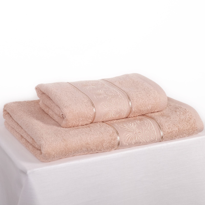 Комплект махровых полотенец "Парадиз" 70х140см, 45х90см, кофе, 390 г/м2, хлопок 100%