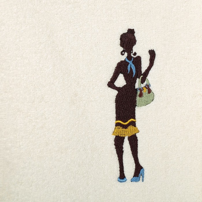 Махровое полотенце "Силуэт Леди" 45х90 см, молоч, 400г/м2, хлопок 100%