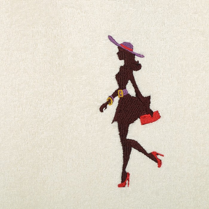 Махровое полотенце "Силуэт Леди" 45х90 см, молоч, 400г/м2, хлопок 100%