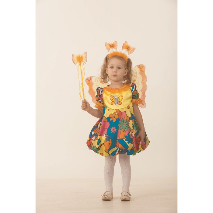 Карнавальный костюм "Бабочка сказочная", сатин, р-р 28, рост 110 см