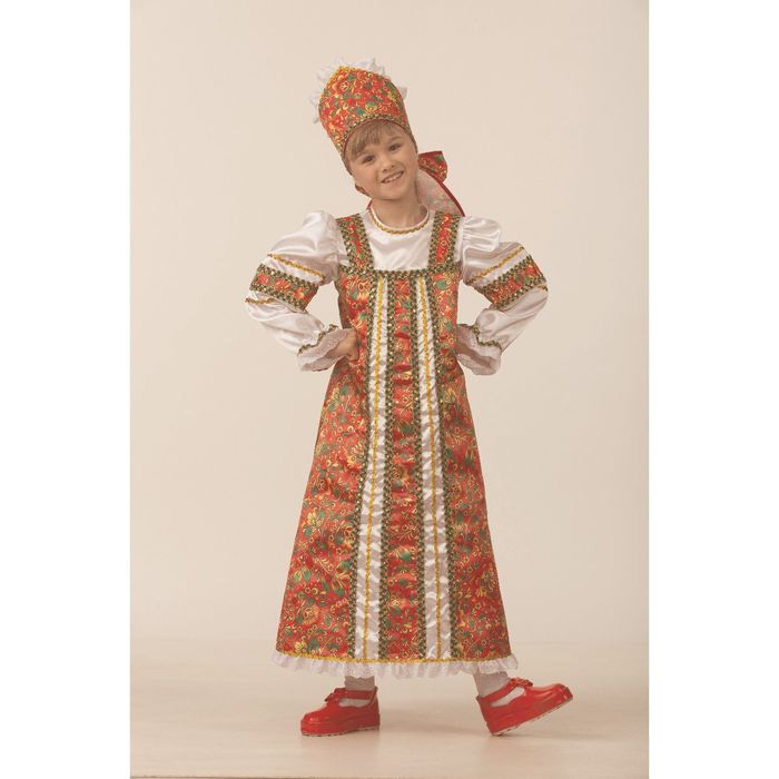 Карнавальный костюм "Аленушка", сатин, р.28, рост 110 см