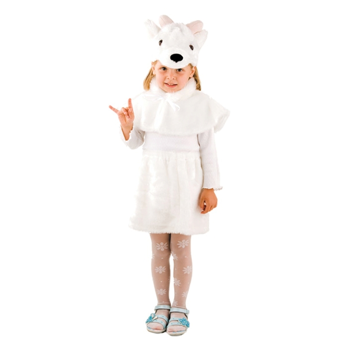 Карнавальный костюм "Козочка" цвет белый, мех, рост 110 см, размер 28 (166)