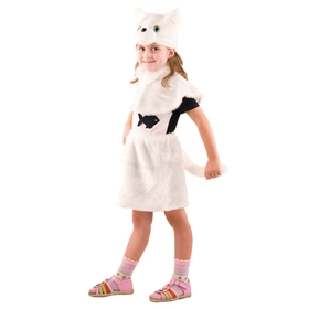 Карнавальный костюм «Кошка» цвет белый, мех, рост 110 см, размер 28