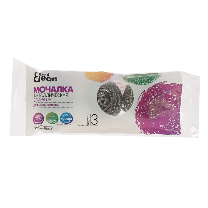 Набор мочалок для посуды из нержавеющей стали спиральная, 3 шт, 50 г