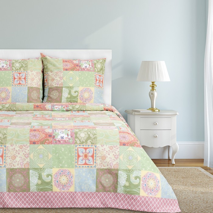 Постельное бельё "Этель" дуэт Лоскуты 143х215 см - 2 шт., 220х240 см, 70х70 см - 2 шт., 100% хлопок, бязь 125 г/м²