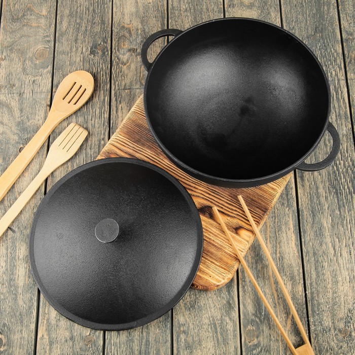 Кастрюля WOK 5 л с крышкой, чугун