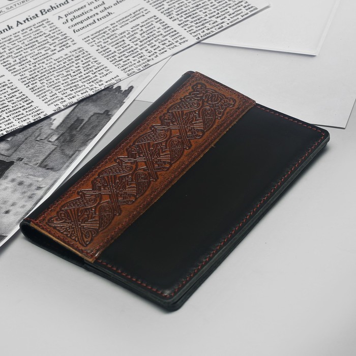 Обложка для паспорта сувенирная "Кельтский орнамент", цвет чёрный