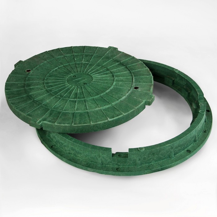 Люк канализационный ПП, d=74 см, класс нагрузки А30 до 3 т, запорный механизм, зелёный