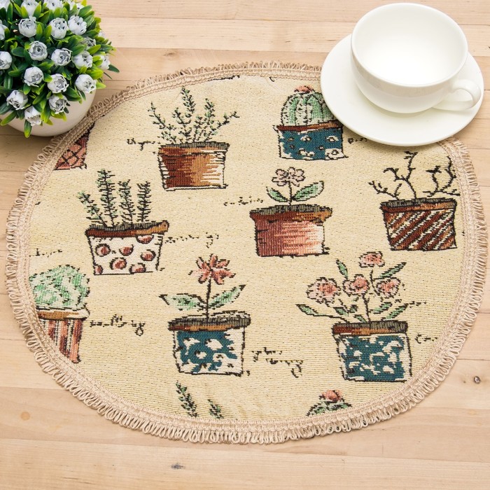 Салфетка "Этель" Домашний уют с бахрамой d40 ± 2 см