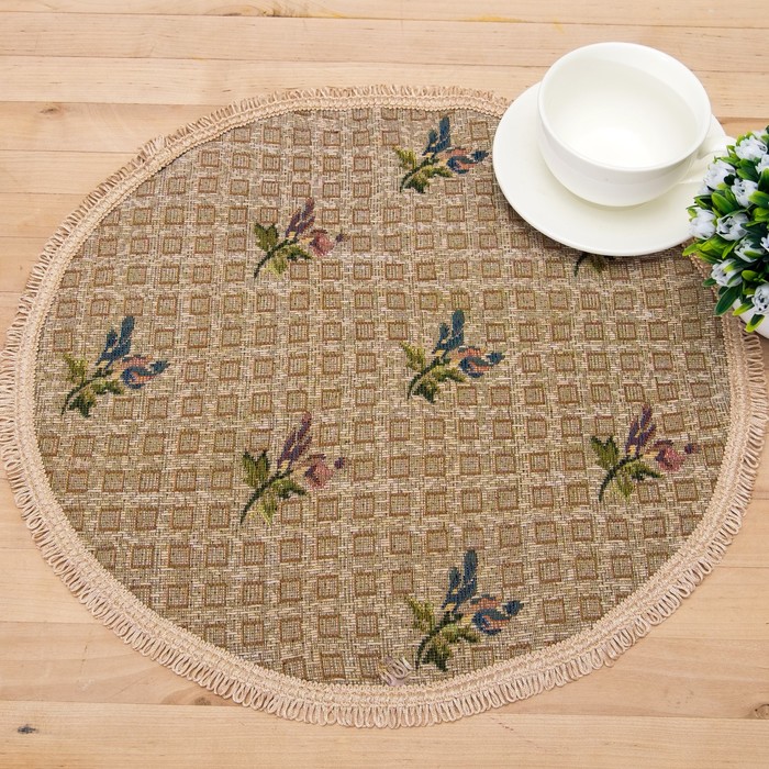 Салфетка "Этель" Розмарин с бахромой d40 см