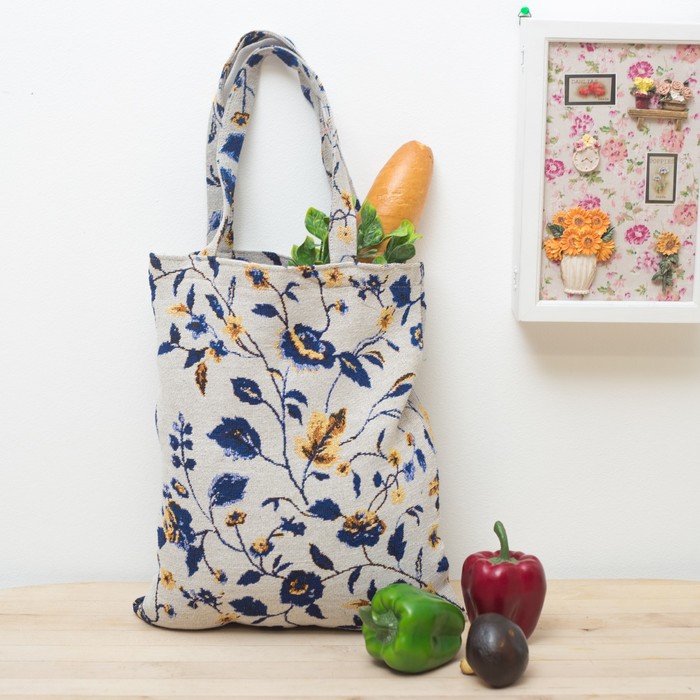 Сумка хозяюшке "Этель" Морозные цветы, гобеленовая 33×43х6 см