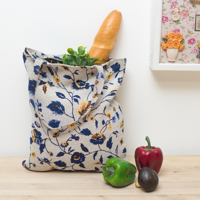 Сумка хозяюшке "Этель" Морозные цветы, гобеленовая 33×43х6 см