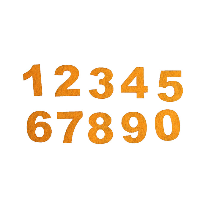 Набор декоративных элементов из фетра на клеевой основе "Цифры №1" (10 шт) оранжевый