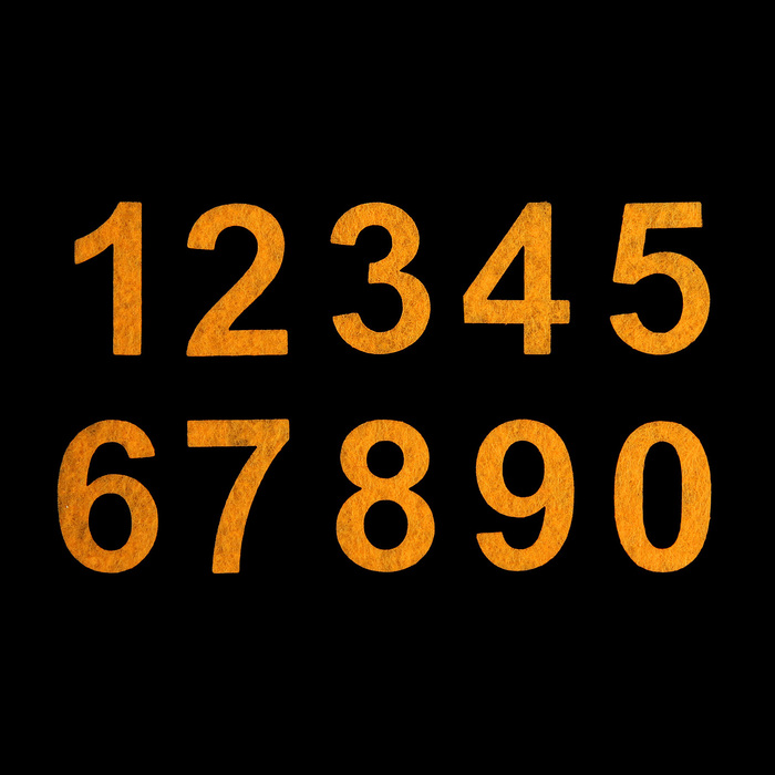 Набор декоративных элементов из фетра на клеевой основе "Цифры №2" 10шт, оранж