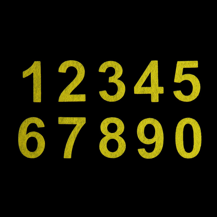 Набор декоративных элементов из фетра на клеевой основе "Цифры №2" 10шт, св.-зеленый