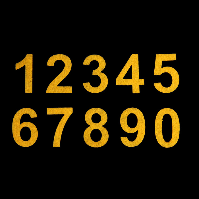 Набор декоративных элементов из фетра на клеевой основе "Цифры №2" 10шт, желтый