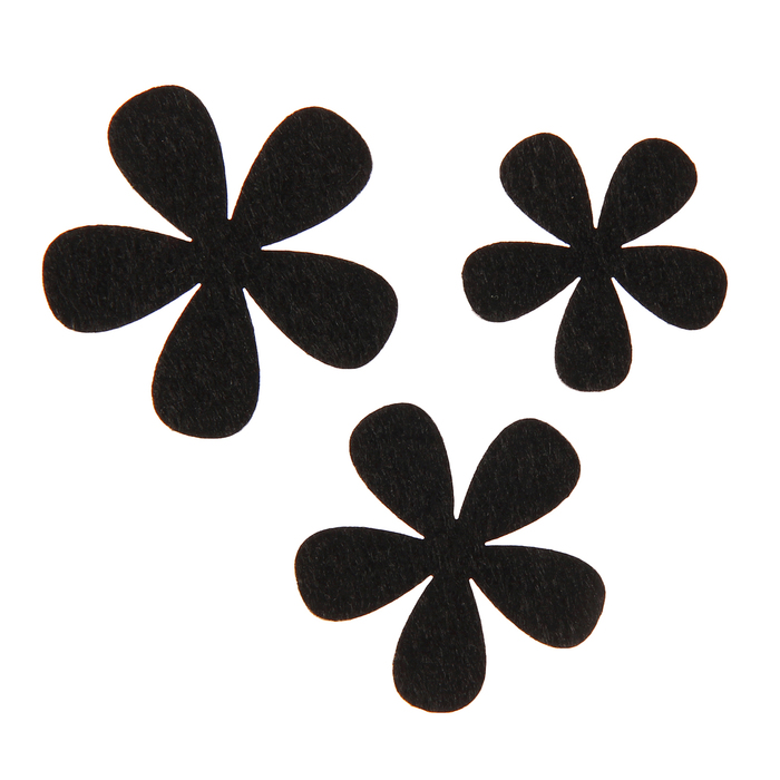 Набор декоративных элементов из фетра на клеевой основе "Цветы №2" 3шт, черный