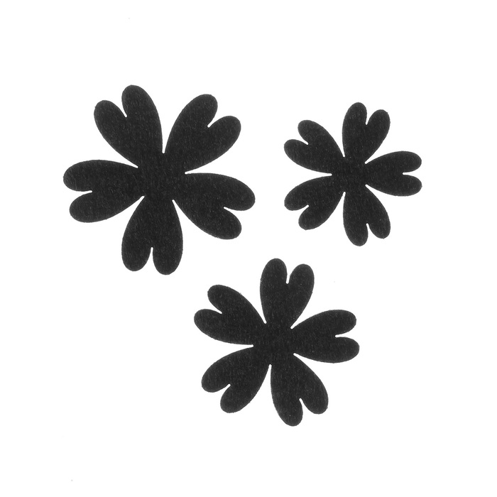 Набор декоративных элементов из фетра на клеевой основе "Цветы №1" 3шт, черный