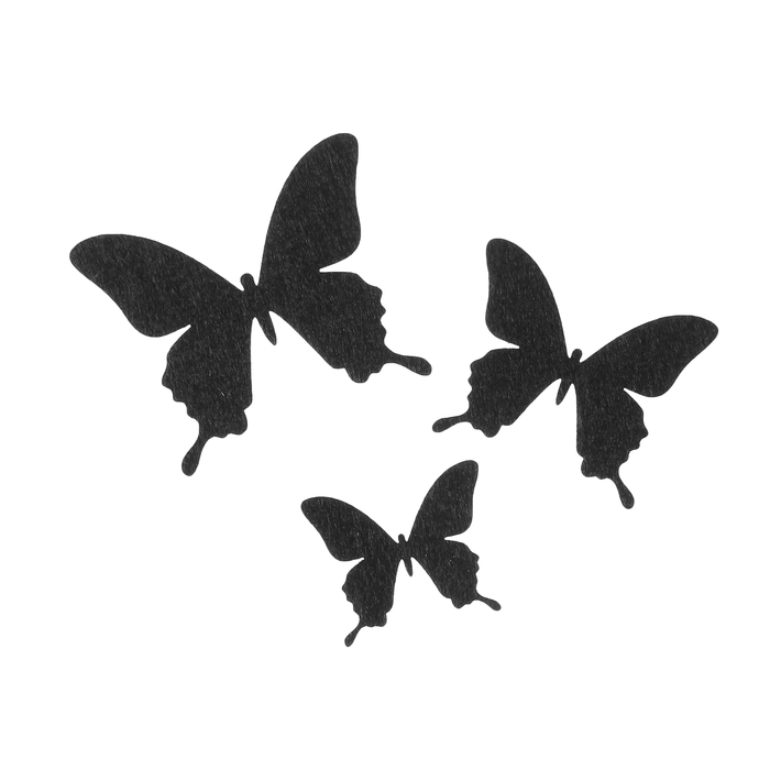 Набор декоративных элементов из фетра на клеевой основе "Бабочки №1" 3шт, черный