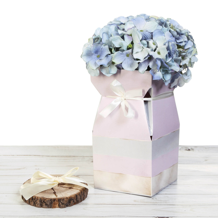 Складная коробка–ваза «Розовая», 12 х 12 х 23 см