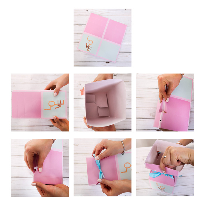 Складная коробка–ваза «Розовая», 12 х 12 х 23 см