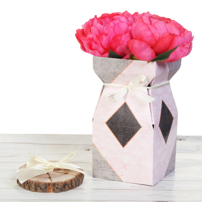 Складная коробка–ваза «Мрамор», 12 х 12 х 23 см