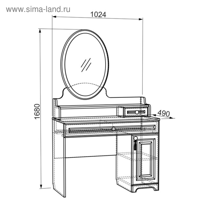 

Трюмо Белла 1024х490х1680 Белый/джелато софт