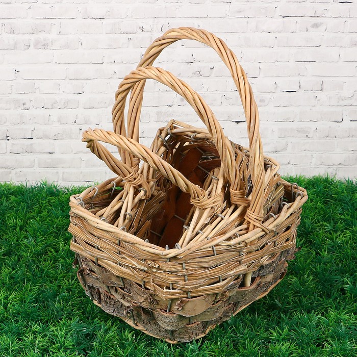 Набор корзин плетеных (ива, береста) 24х18х13х30CM/20х14х11х26CM/16х10х9х22CM, 3 шт