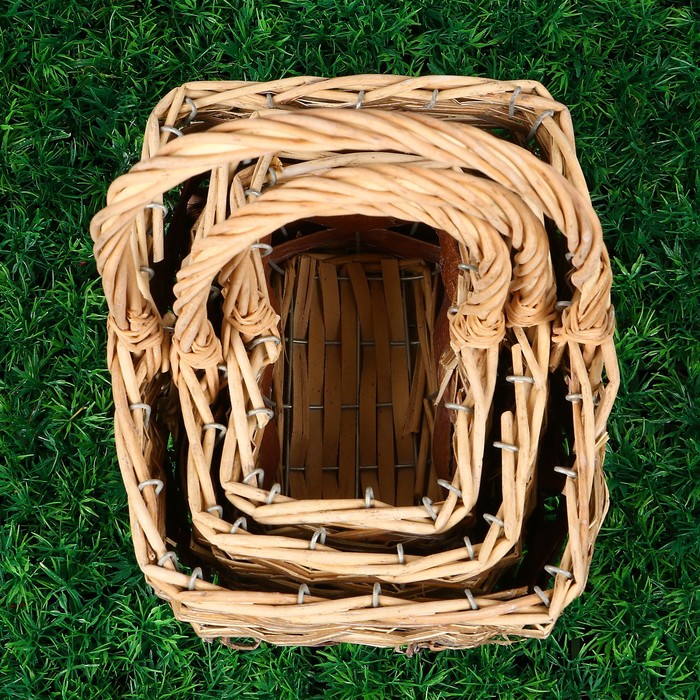 Набор корзин плетеных (ива, береста) 24х18х13х30CM/20х14х11х26CM/16х10х9х22CM, 3 шт