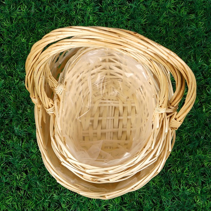 Набор корзин плетеных (ива), 31x24xH12/36 см, 27x20xH11/33 см, 23x16xH10/30 см, выбеленный,