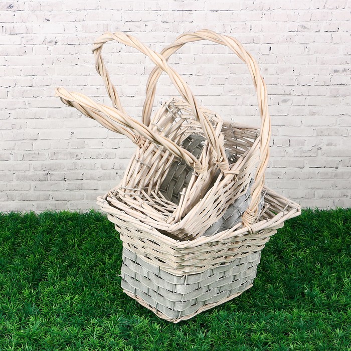 Набор корзин плетеных (ива, береста) 29х24х18х45CM/24х19х16х40CM/19х14х14х35CM, 3 шт