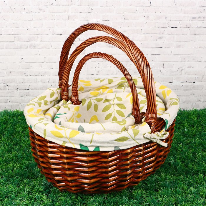 Набор корзин плетеных (ива), 39*30*H16*HH35/33*24*H14*HH30/26*19*H13*HH25, 3шт