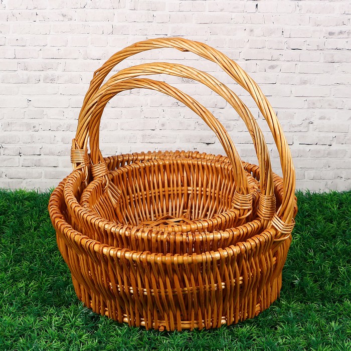 Набор корзин плетеных (ива), 37.5*H14*HH35/32.5*H12*HH30/26.5*H9.5*HH24.5