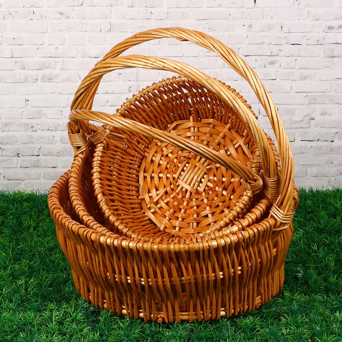 Набор корзин плетеных (ива), 37.5*H14*HH35/32.5*H12*HH30/26.5*H9.5*HH24.5