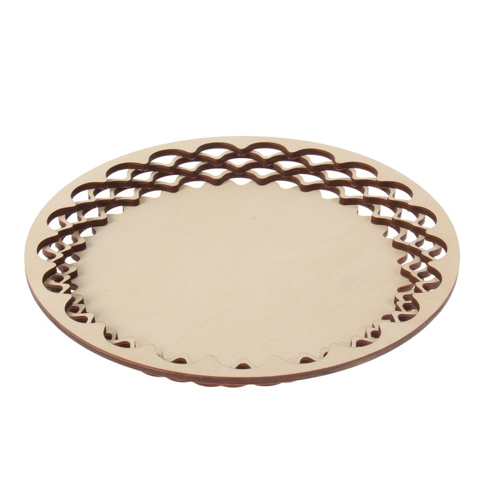 Заготовка из фанеры для декора "Поднос круглый плетёные края"