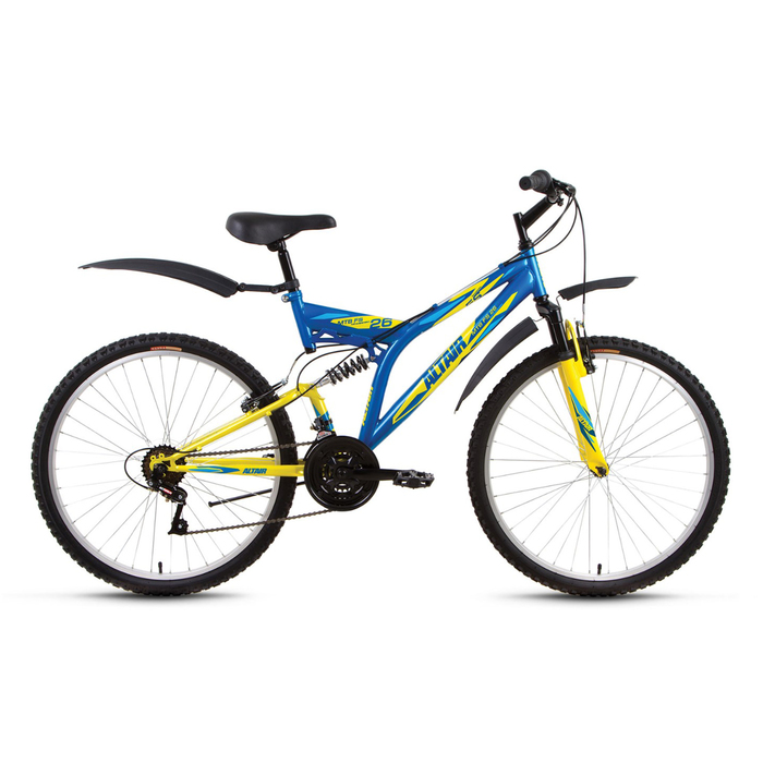Велосипед 26" Altair MTB FS 26, 2018, цвет синий/желтый, размер 16"