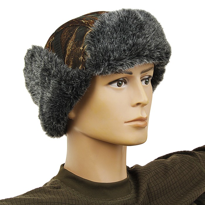 Шапка-ушанка с меховой опушкой, алова, размер 57-58, расцветка тростник