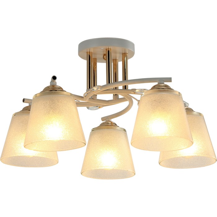 Люстра "Фания" 5 ламп E27 60Вт белый-золото