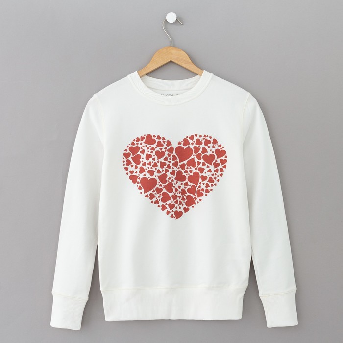 Свитшот женский family look  "Сердце 1" OXO-0202-014, цвет молочный, р-р 54(XXL)