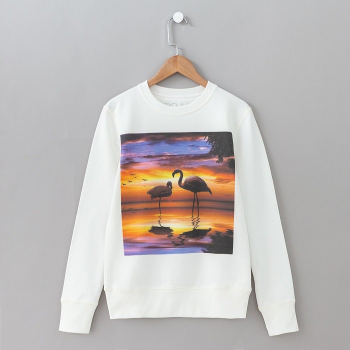 Свитшот женский  "Фламинго" OXO-0202-013, цвет молочный, размер 52(XL)