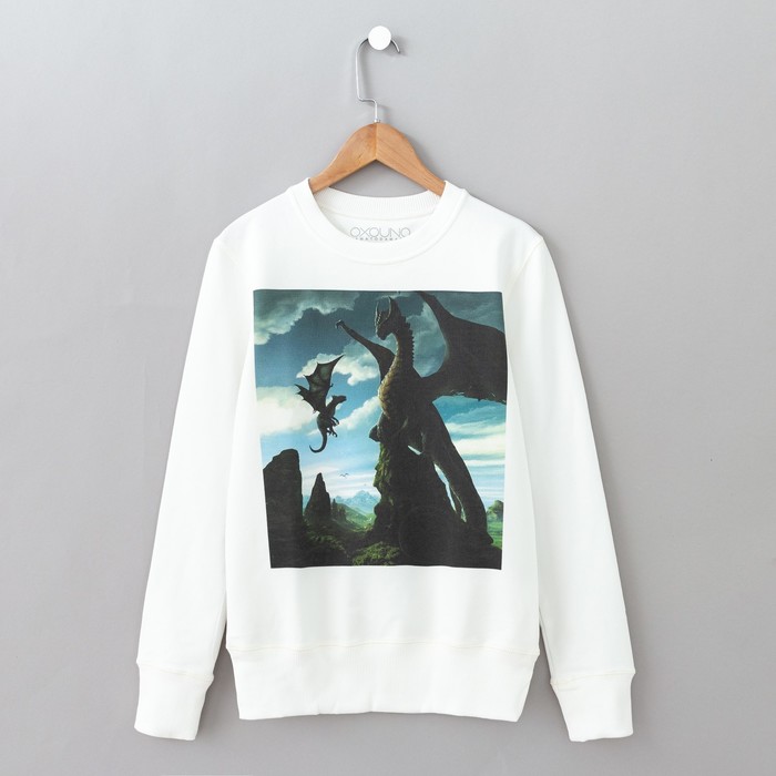 Свитшот женский family look  "Динозавры" OXO-0202-009, цвет молочный, р-р 54(XXL)